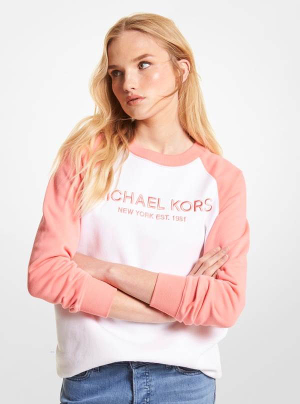 Damske Mikiny Michael Kors Logo Color-Block Cotton Blend Nachový - Oblecenie Michael Kors Slevy | AKYEW-4583